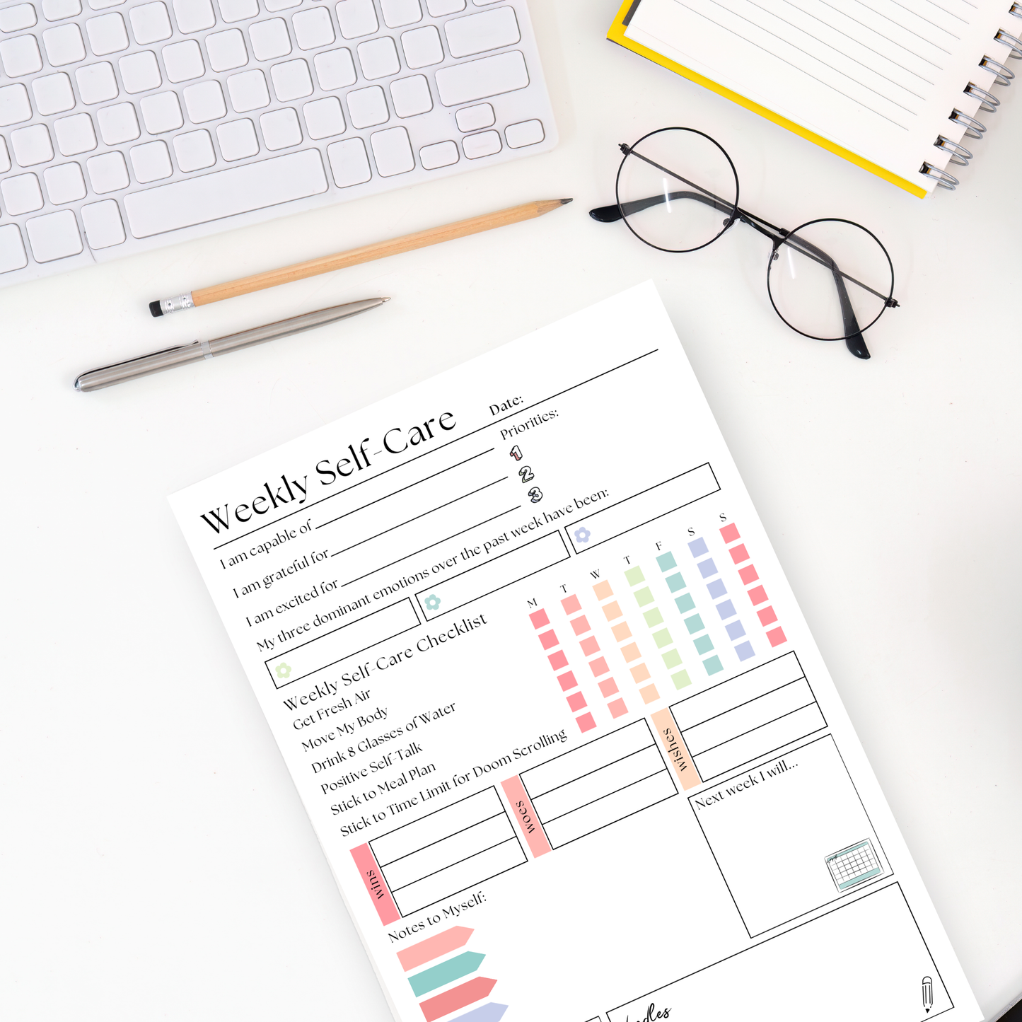 Eleventh and Taylor - Weekly Self-Care Planner: 50 Page Tear-Off Notepad