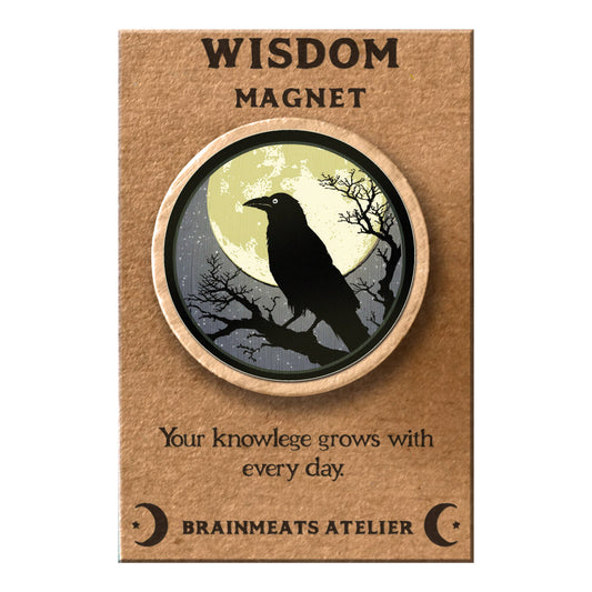 Brainmeats Atelier - Wisdom Magnet – Raven on Full Moon Token for Students