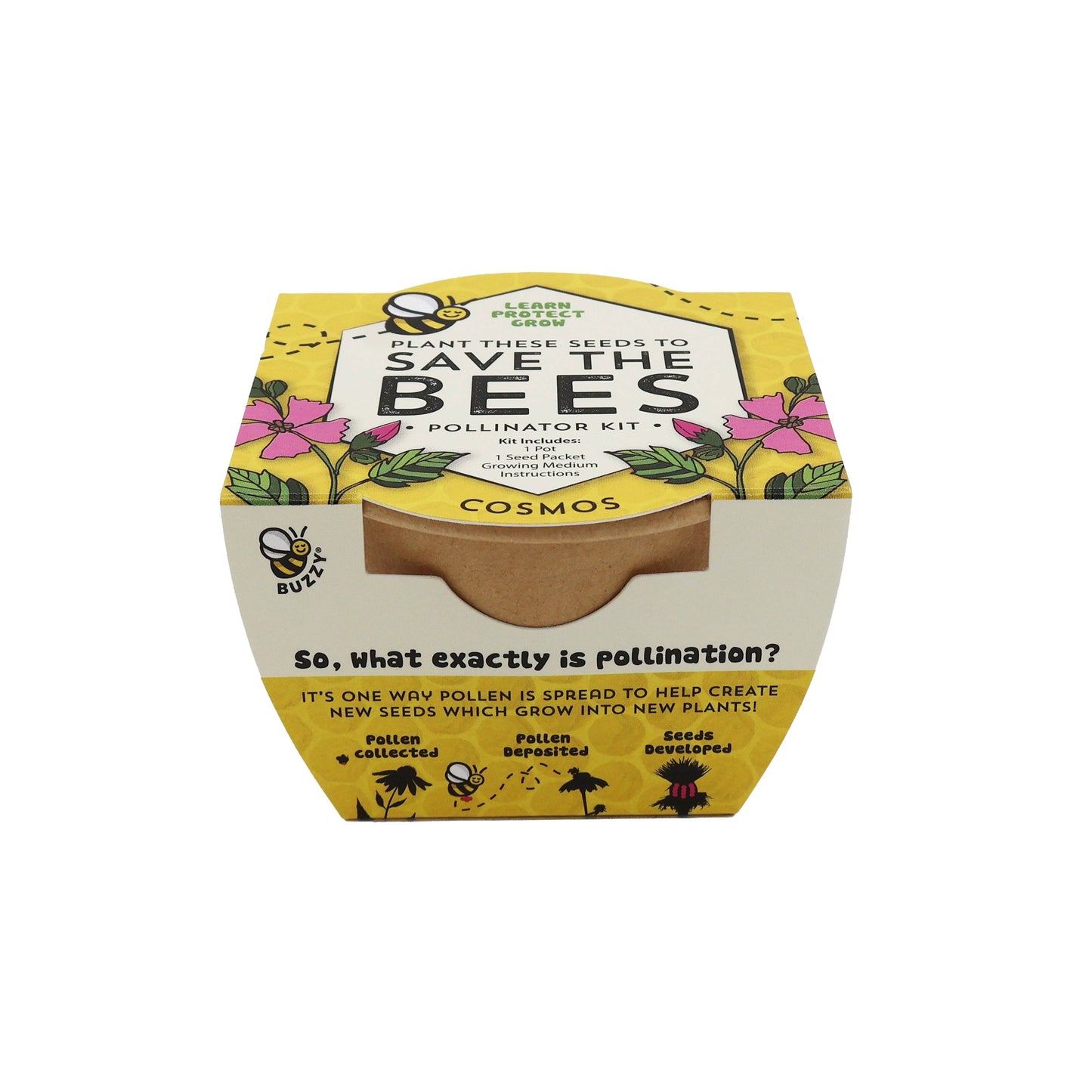 Buzzy Seeds Grow Gifts - Save The Bees Kits | Paper Cups | Pollinator Seeds