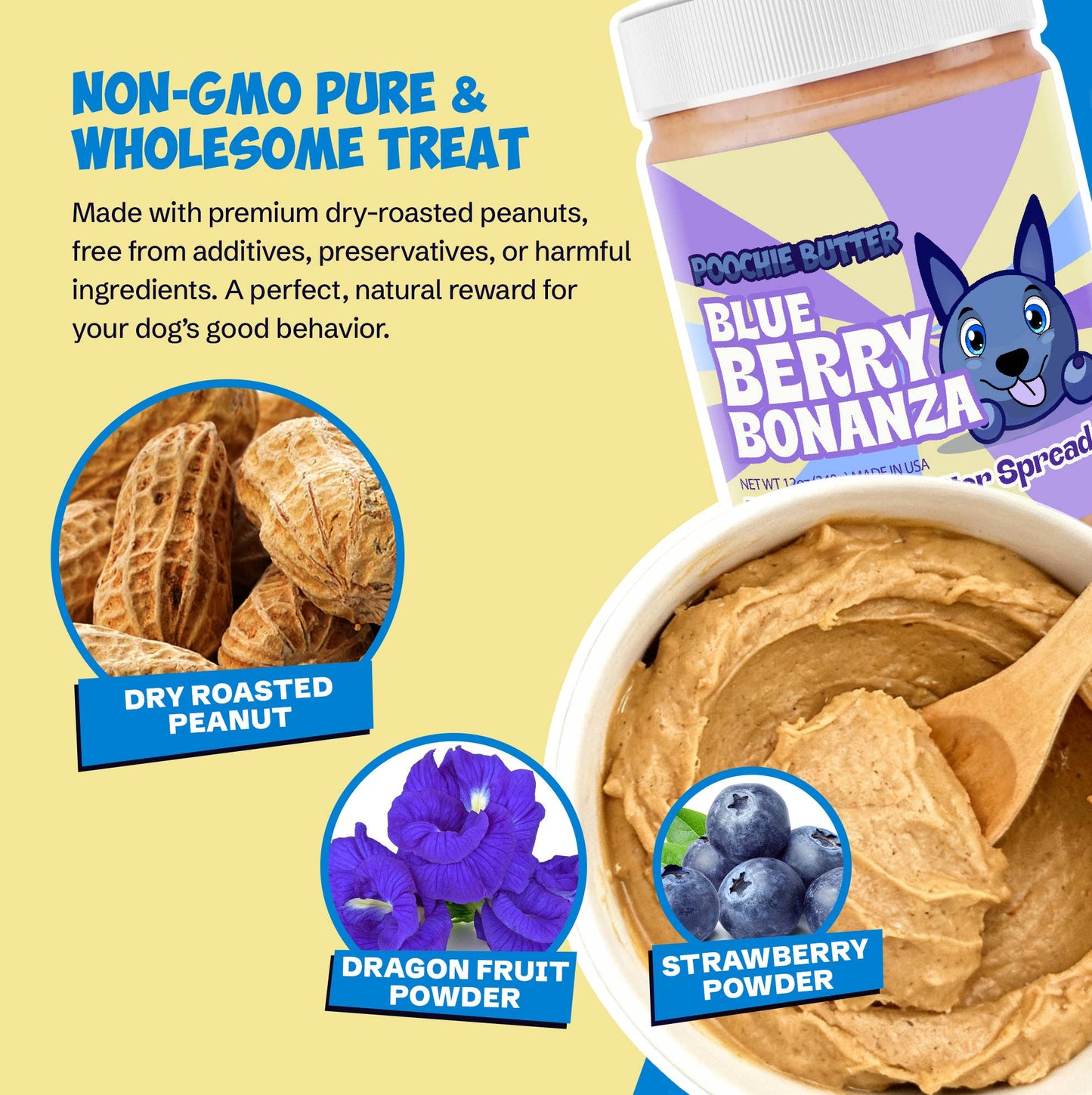 Poochie Butter - Blueberry Peanut Butter Jar 12oz