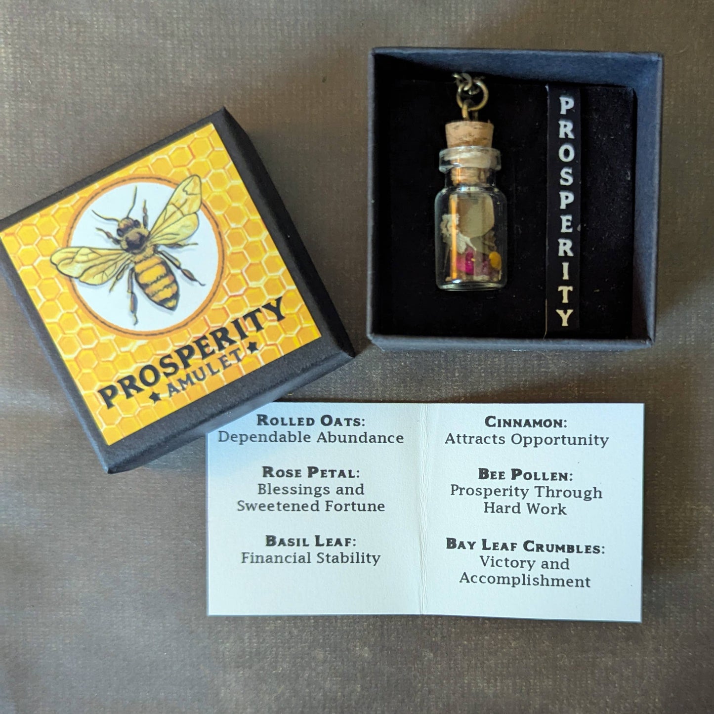 Brainmeats Atelier - Prosperity Amulet - Abundance Talisman Necklace w/Honeybee