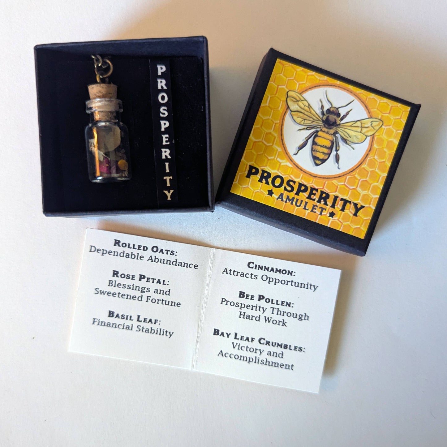 Brainmeats Atelier - Prosperity Amulet - Abundance Talisman Necklace w/Honeybee