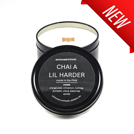 Chai a lil Harder Wood Wick Black Soy Candle: 6oz