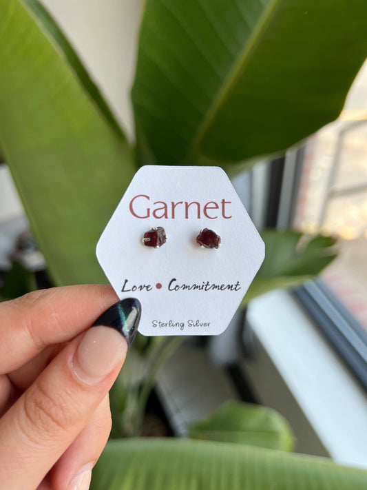 Garnet Gemstone Studs