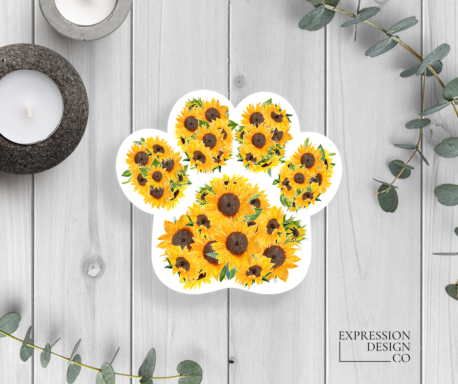 Expression Design Co - Sunflower Paw Print  Vinyl Sticker