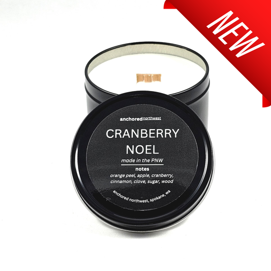 Cranberry Noel Wood Wick Black Soy Candle: 6oz