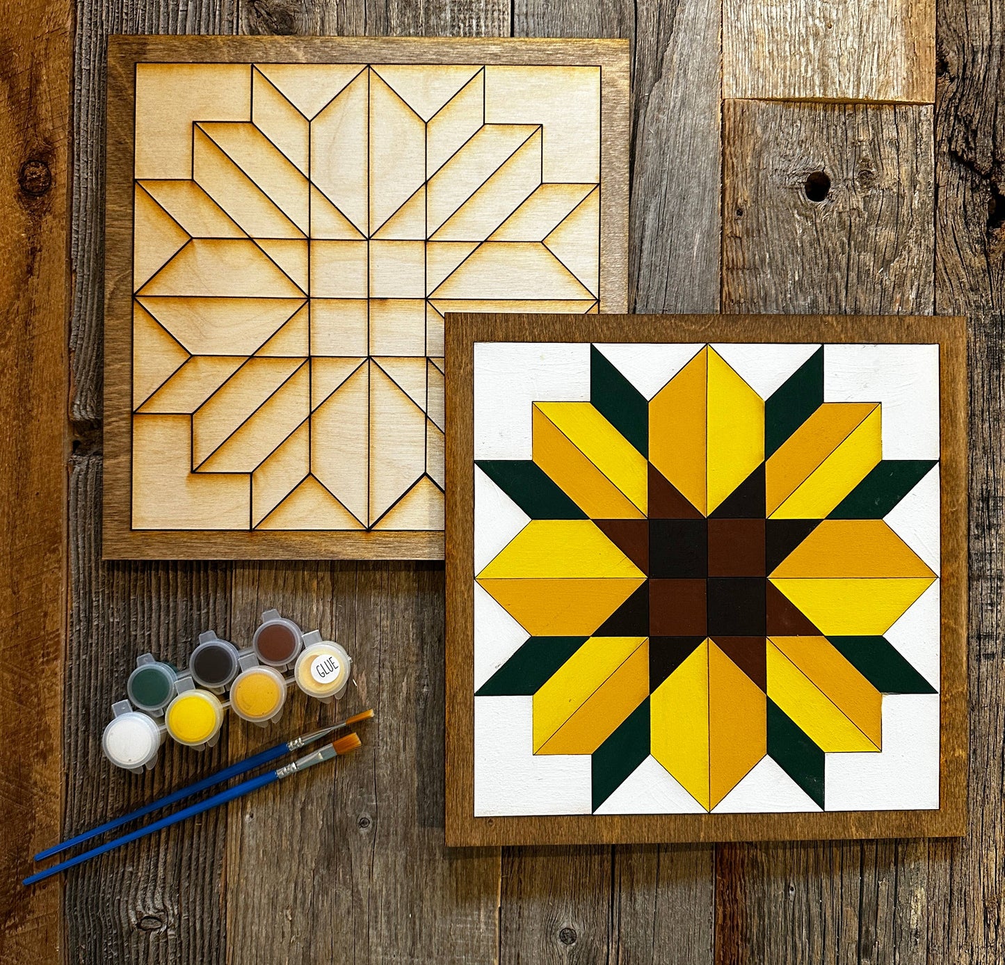 Sweet Love Adornments - Sunflower DIY Barn Quilt Pattern Painting Kit