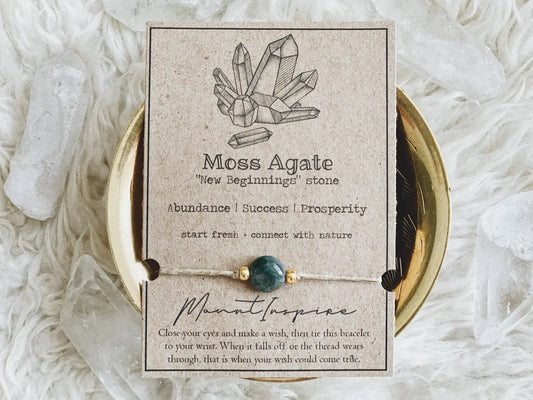 MountInspire Ltd. - Moss Agate Crystal Wish Bracelet
